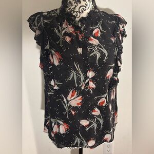 Rebecca Taylor Black Floral Blouse